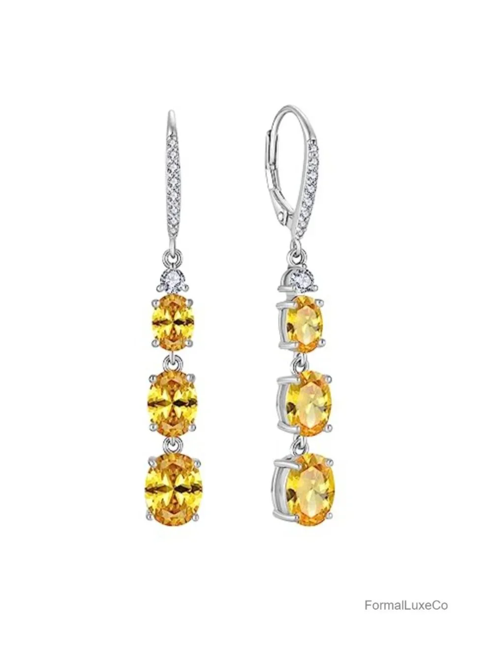 Sterling Silver Birthstone Drop Dangle Earrings Cubic Zirconia Leverback